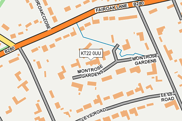 KT22 0UU map - OS OpenMap – Local (Ordnance Survey)