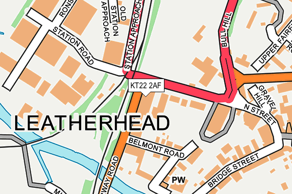 KT22 2AF map - OS OpenMap – Local (Ordnance Survey)