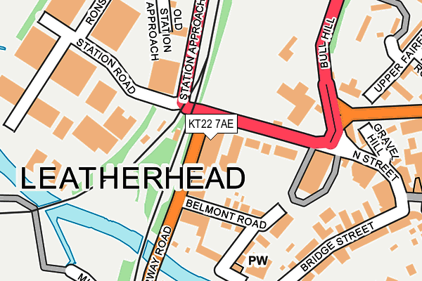 KT22 7AE map - OS OpenMap – Local (Ordnance Survey)