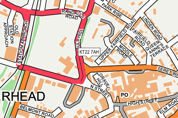 KT22 7AH map - OS OpenMap – Local (Ordnance Survey)