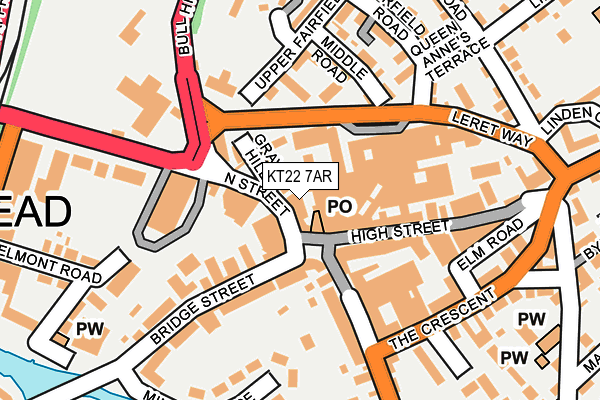 KT22 7AR map - OS OpenMap – Local (Ordnance Survey)