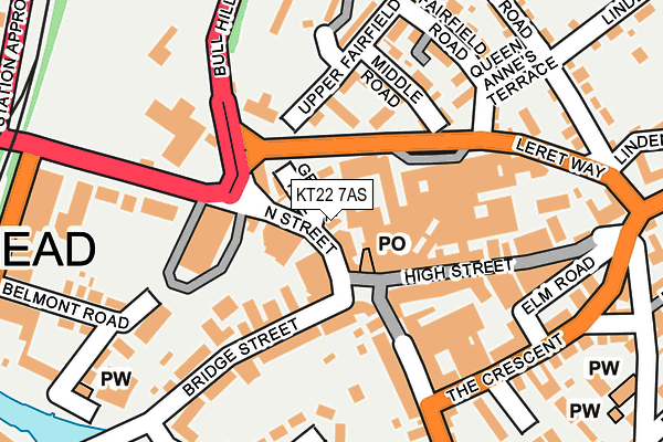 KT22 7AS map - OS OpenMap – Local (Ordnance Survey)