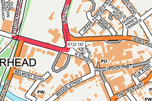 KT22 7AT map - OS OpenMap – Local (Ordnance Survey)
