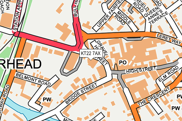 KT22 7AX map - OS OpenMap – Local (Ordnance Survey)