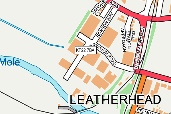 KT22 7BA map - OS OpenMap – Local (Ordnance Survey)