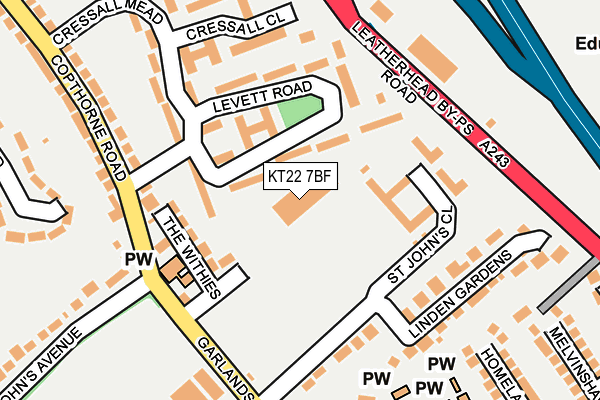 KT22 7BF map - OS OpenMap – Local (Ordnance Survey)
