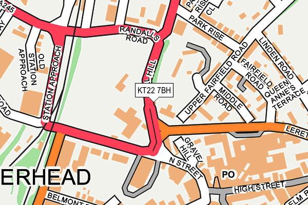 KT22 7BH map - OS OpenMap – Local (Ordnance Survey)