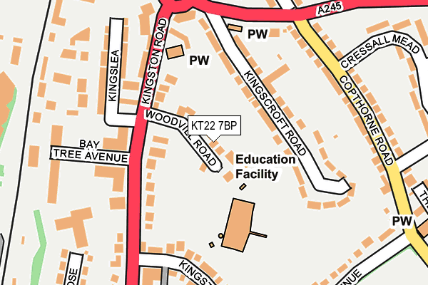 KT22 7BP map - OS OpenMap – Local (Ordnance Survey)