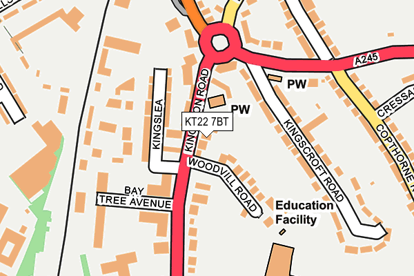 KT22 7BT map - OS OpenMap – Local (Ordnance Survey)
