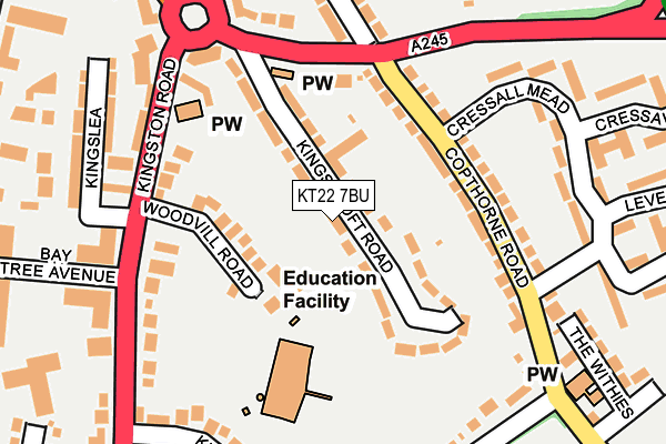 KT22 7BU map - OS OpenMap – Local (Ordnance Survey)