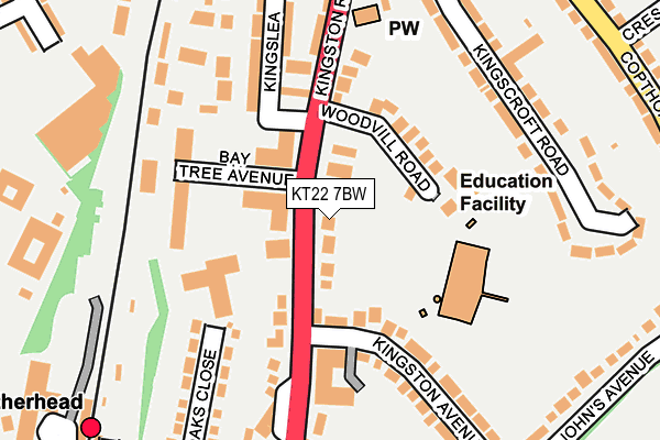 KT22 7BW map - OS OpenMap – Local (Ordnance Survey)