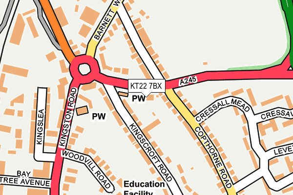 KT22 7BX map - OS OpenMap – Local (Ordnance Survey)