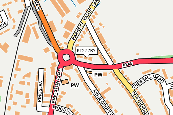 KT22 7BY map - OS OpenMap – Local (Ordnance Survey)