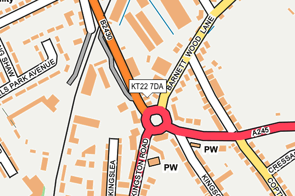 KT22 7DA map - OS OpenMap – Local (Ordnance Survey)