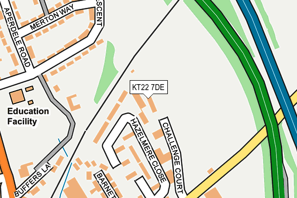 KT22 7DE map - OS OpenMap – Local (Ordnance Survey)