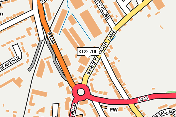 KT22 7DL map - OS OpenMap – Local (Ordnance Survey)