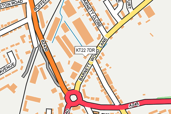 KT22 7DR map - OS OpenMap – Local (Ordnance Survey)