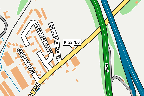 KT22 7DS map - OS OpenMap – Local (Ordnance Survey)