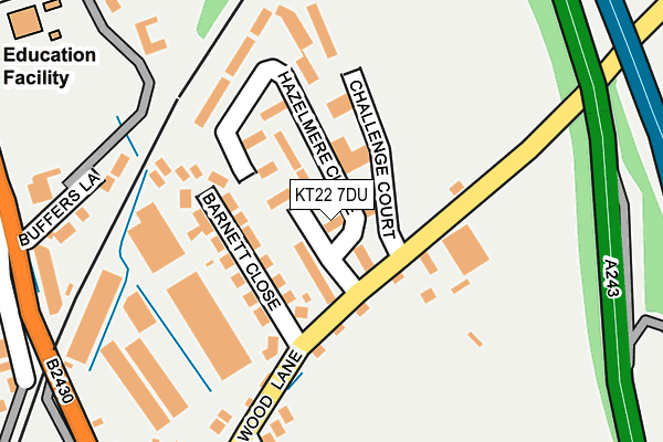 KT22 7DU map - OS OpenMap – Local (Ordnance Survey)