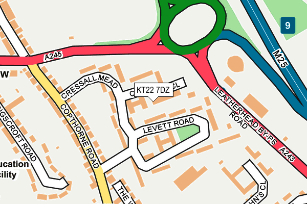KT22 7DZ map - OS OpenMap – Local (Ordnance Survey)