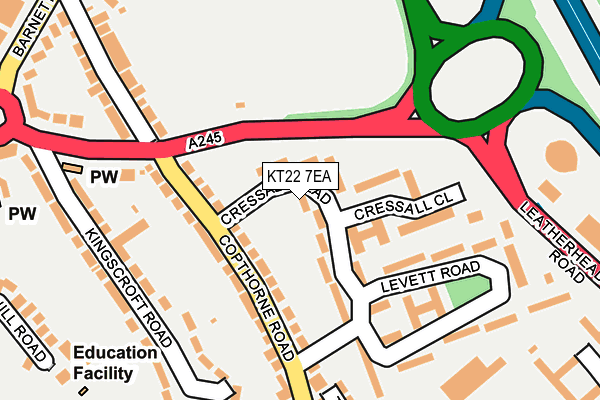KT22 7EA map - OS OpenMap – Local (Ordnance Survey)