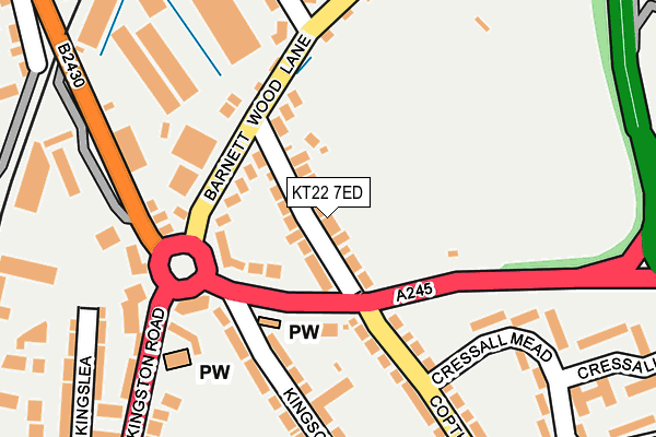 KT22 7ED map - OS OpenMap – Local (Ordnance Survey)