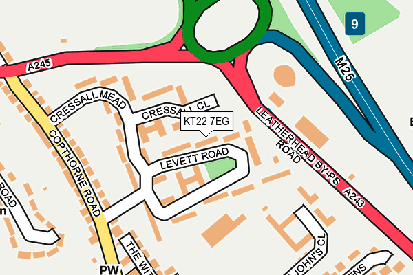 KT22 7EG map - OS OpenMap – Local (Ordnance Survey)