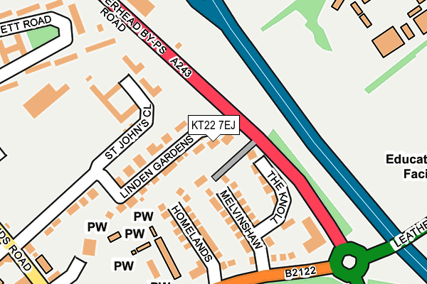 KT22 7EJ map - OS OpenMap – Local (Ordnance Survey)