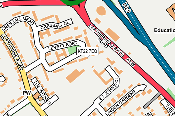 KT22 7EQ map - OS OpenMap – Local (Ordnance Survey)