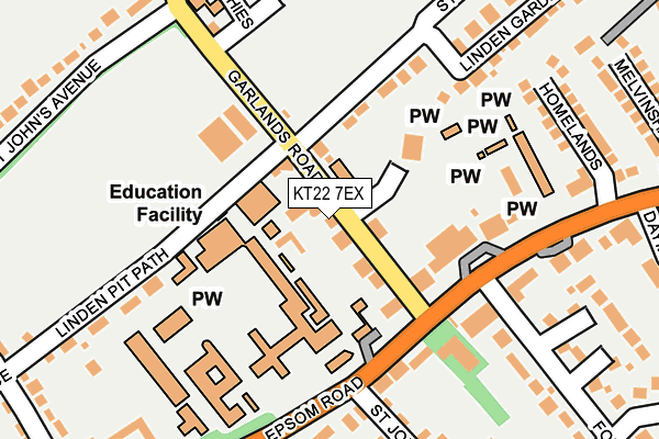 KT22 7EX map - OS OpenMap – Local (Ordnance Survey)