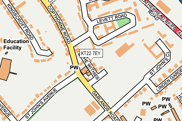 KT22 7EY map - OS OpenMap – Local (Ordnance Survey)