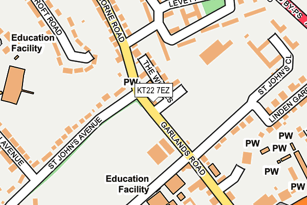 KT22 7EZ map - OS OpenMap – Local (Ordnance Survey)