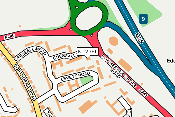 KT22 7FT map - OS OpenMap – Local (Ordnance Survey)