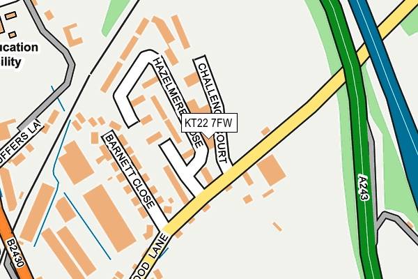 KT22 7FW map - OS OpenMap – Local (Ordnance Survey)