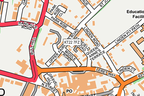 KT22 7FZ map - OS OpenMap – Local (Ordnance Survey)