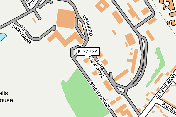 KT22 7GA map - OS OpenMap – Local (Ordnance Survey)