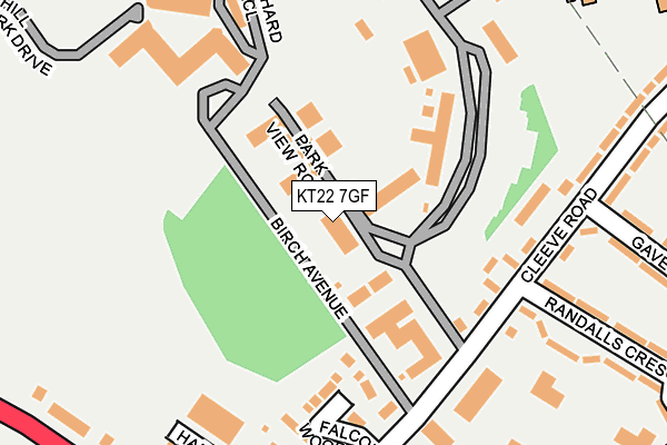 KT22 7GF map - OS OpenMap – Local (Ordnance Survey)