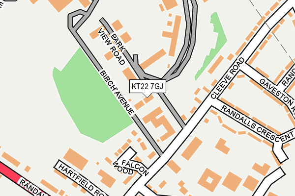 KT22 7GJ map - OS OpenMap – Local (Ordnance Survey)