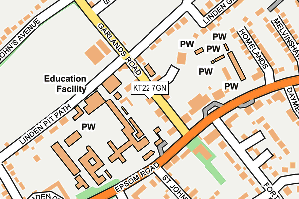 KT22 7GN map - OS OpenMap – Local (Ordnance Survey)