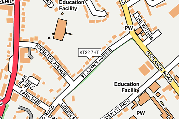 KT22 7HT map - OS OpenMap – Local (Ordnance Survey)