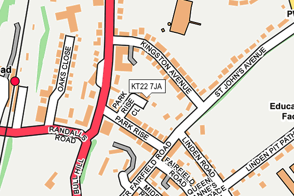 KT22 7JA map - OS OpenMap – Local (Ordnance Survey)