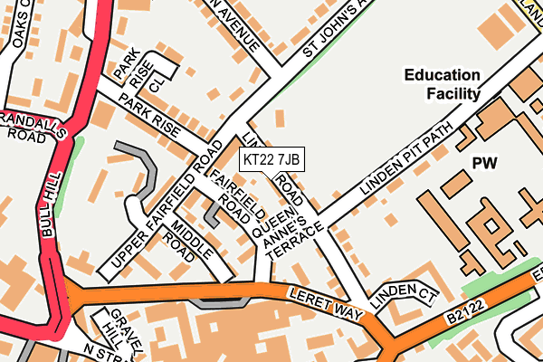 KT22 7JB map - OS OpenMap – Local (Ordnance Survey)