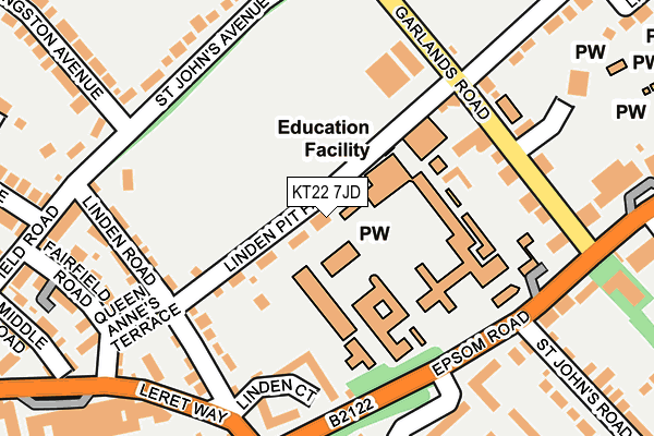 KT22 7JD map - OS OpenMap – Local (Ordnance Survey)