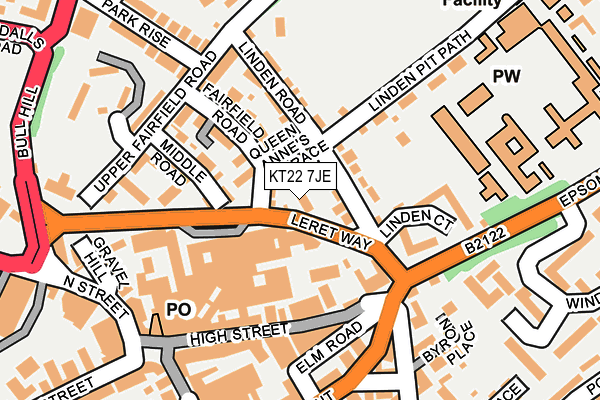 KT22 7JE map - OS OpenMap – Local (Ordnance Survey)