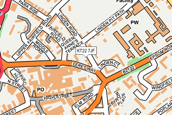KT22 7JF map - OS OpenMap – Local (Ordnance Survey)