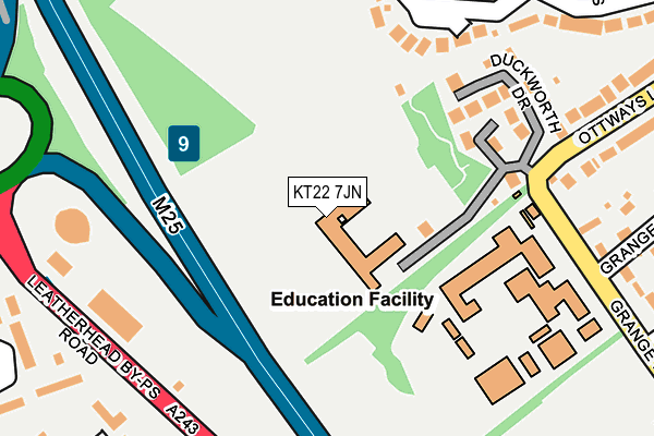KT22 7JN map - OS OpenMap – Local (Ordnance Survey)