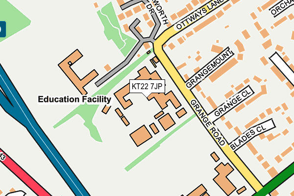 KT22 7JP map - OS OpenMap – Local (Ordnance Survey)