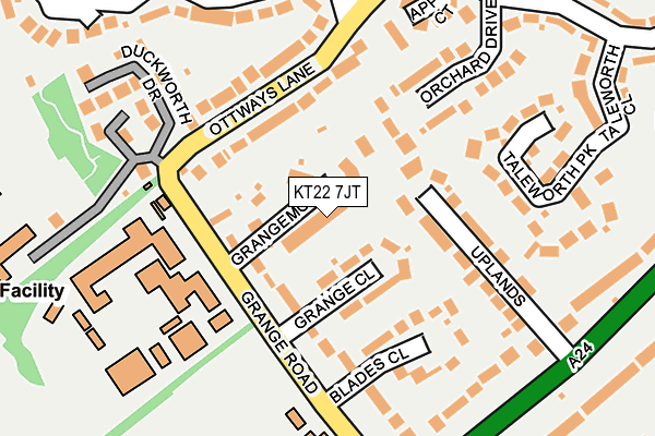 KT22 7JT map - OS OpenMap – Local (Ordnance Survey)