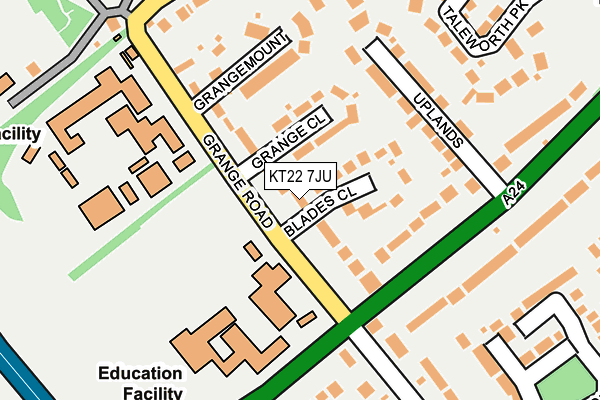 KT22 7JU map - OS OpenMap – Local (Ordnance Survey)