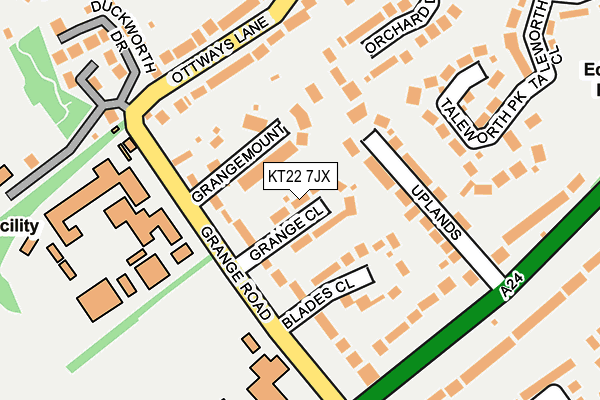 KT22 7JX map - OS OpenMap – Local (Ordnance Survey)